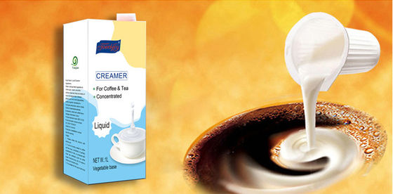 Weiße flüssige Kaffeekrem ohne Milchprodukte mit einer Haltbarkeit von 9 Monaten